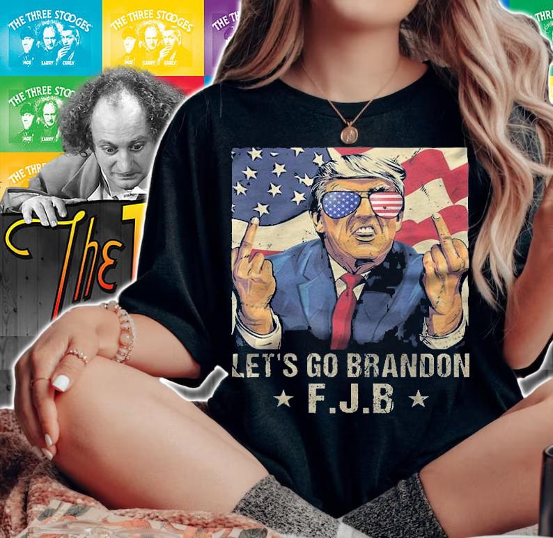 Lets Go Brandon Trump Middle Finger Men Women Vintage T-Shirt woman shirt