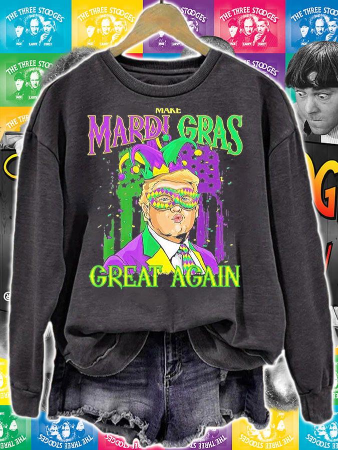 Make Mardi Gras Great Again American Flag Trump Funny T-Shirt sweatshirt