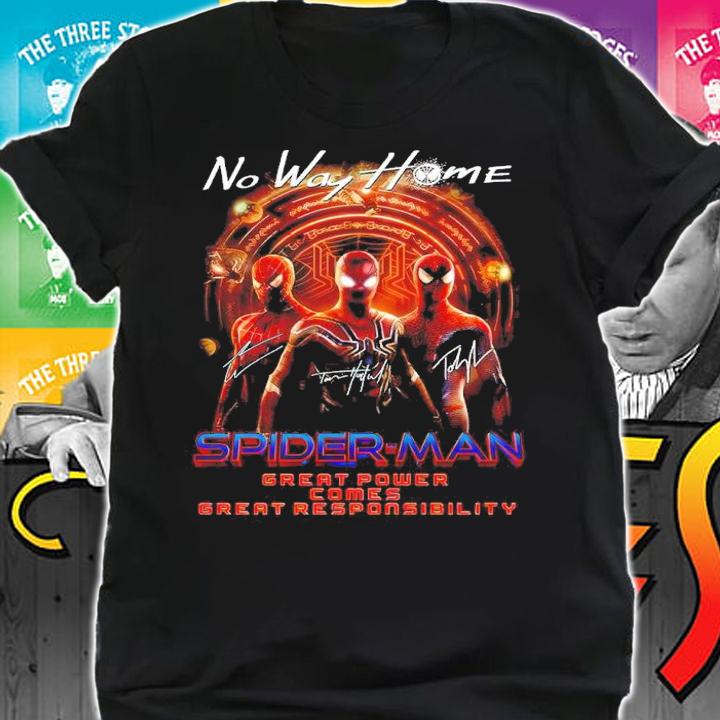 No Way Home Spider-Man Great Power Comes Great Responsibility Signatures Shirt shirt