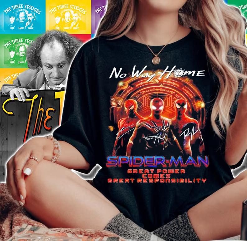 No Way Home Spider-Man Great Power Comes Great Responsibility Signatures Shirt woman shirt