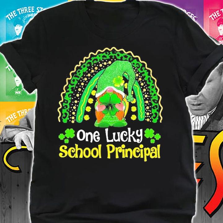 One Lucky School Principal St Patrick's Day Gnome Rainbow T-Shirt shirt