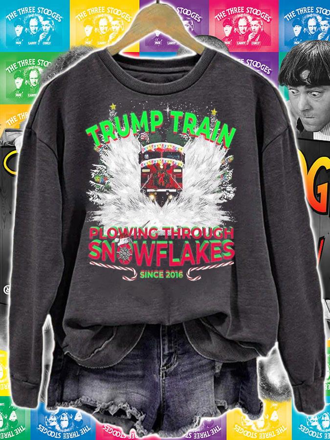 Plowing Through Snowflakes This Christmas & Don A MAGA Trump Train 2024 T-Shirt sweatshirt