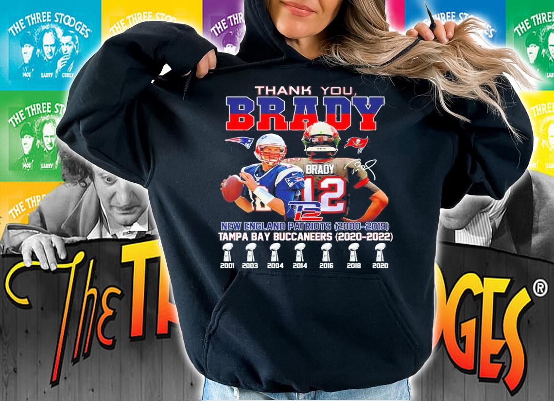 Thank You Brady New England Patriots 2000-2019 Tampa Bay Buccaneers 2020 2022 Signatures Shirt hoodie