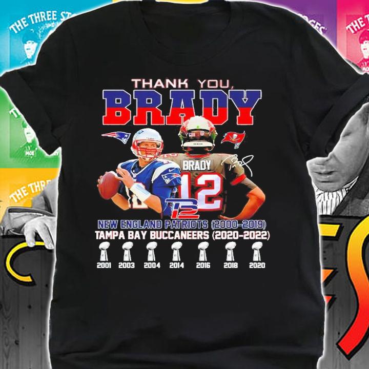 Thank You Brady New England Patriots 2000-2019 Tampa Bay Buccaneers 2020 2022 Signatures Shirt shirt