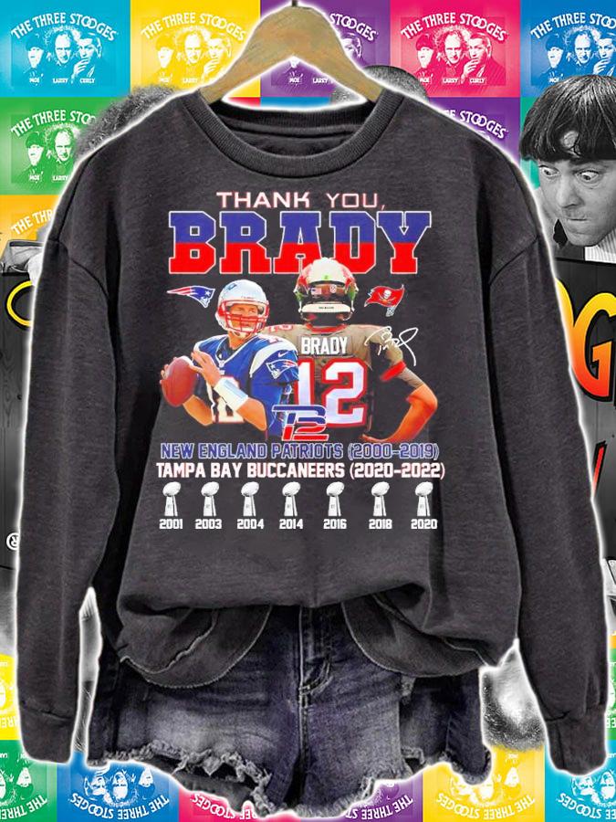 Thank You Brady New England Patriots 2000-2019 Tampa Bay Buccaneers 2020 2022 Signatures Shirt sweatshirt