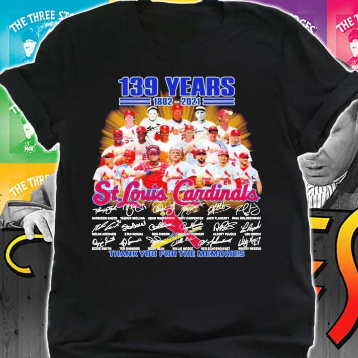 139 Years 1882-2021 St Louis Cardinals Signatures Thank You For The Memories Shirt