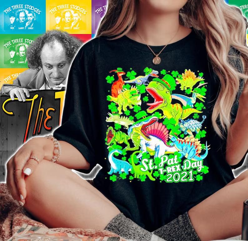 Happy St.Pat T-Rex 2021 day t-shirt woman shirt