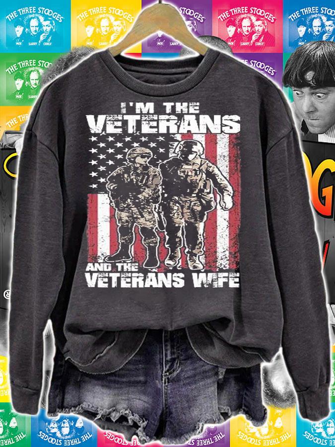 I'm The Veterans The Veterans Wife USA Flag Vintage T-Shirt sweatshirt