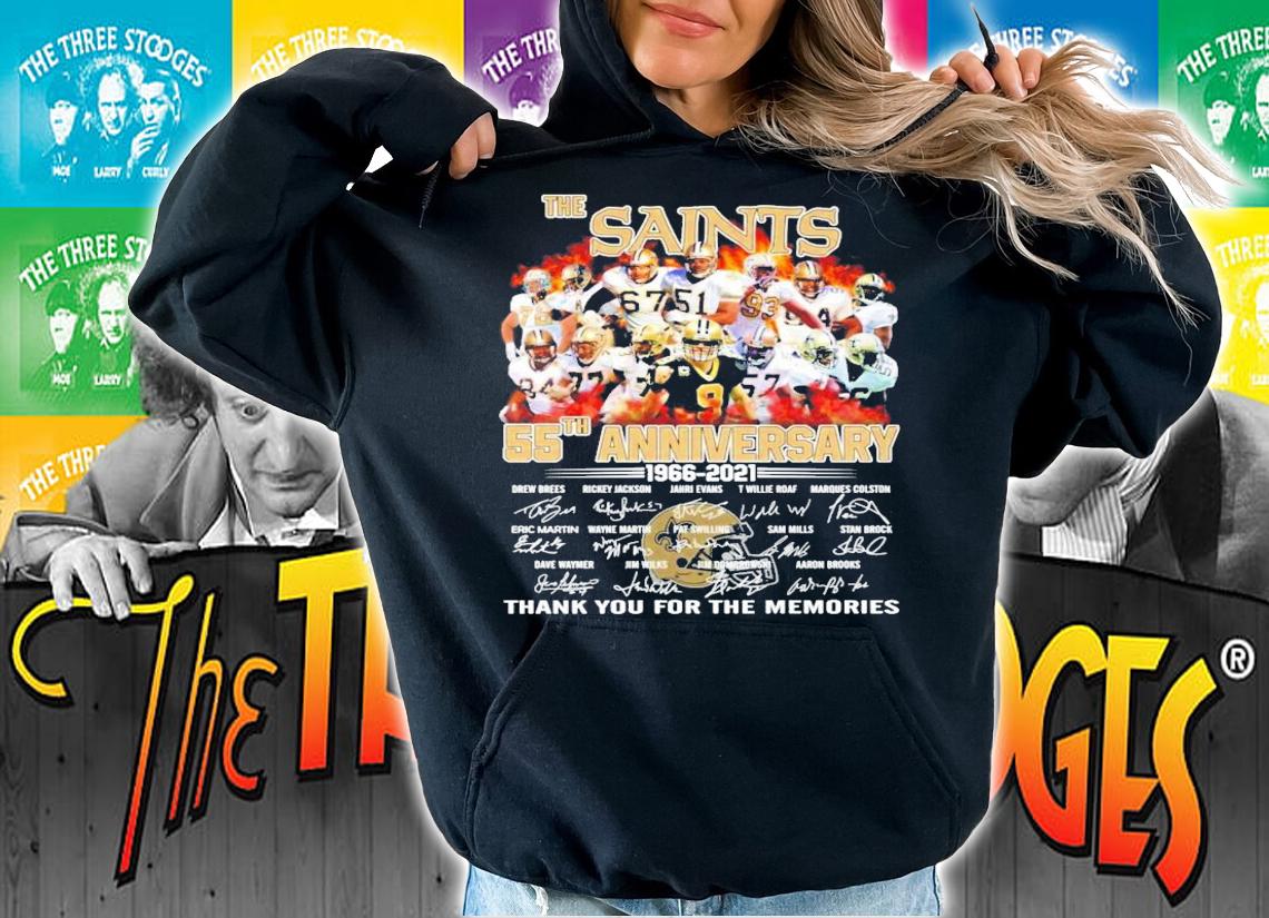 New Orleans Saints 55th anniversary 1966-2021 signature thank you for the memories shirt hoodie