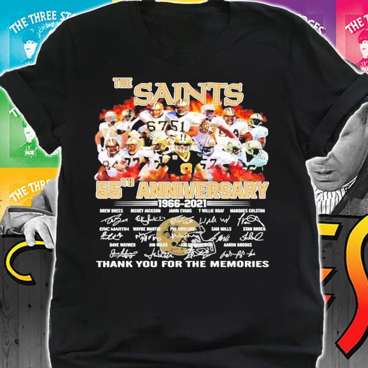 New Orleans Saints 55th anniversary 1966-2021 signature thank you for the memories shirt shirt