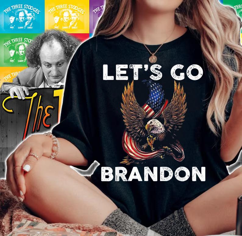 Vintage Eagle American Flag Let's Go Brandon Impeach Biden T-Shirt woman shirt