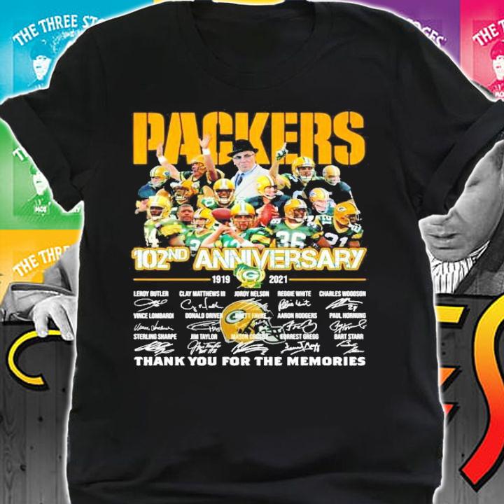 102nd anniversary 1919-2021 Green Bay Packers thank you for the memories shirt shirt