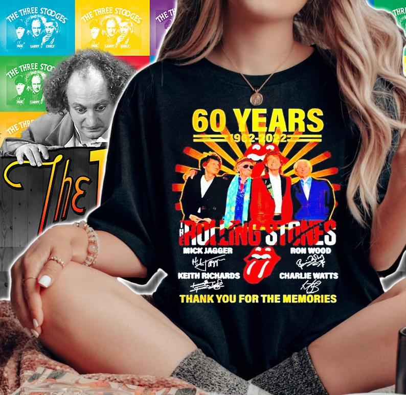 60 years 1962-2022 The Rolling Stones thank You for the memories signature T-shirt woman shirt