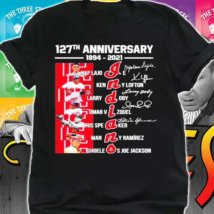 127th anniversary 1894-2021 Indians signatures shirt shirt