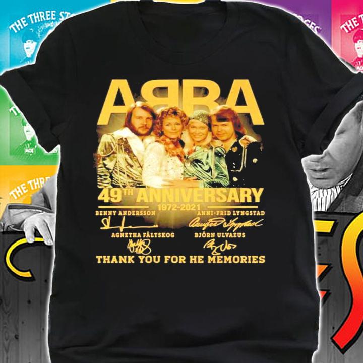 40th anniversary 1972-2021 ABBA signatures thank you for the memories shirt