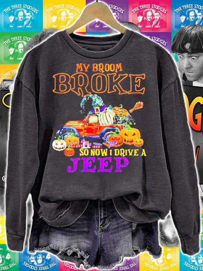 My broom broke so now I drive a Jeep Halloween Witch funny T-shirt