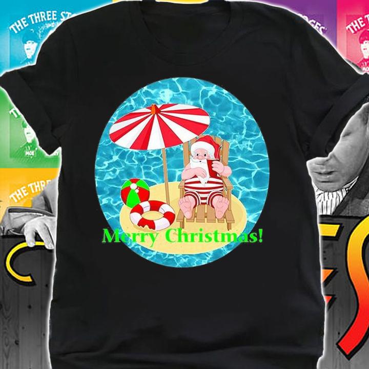 Xmas Beach Santa Claus Merry Christmas T-shirt shirt