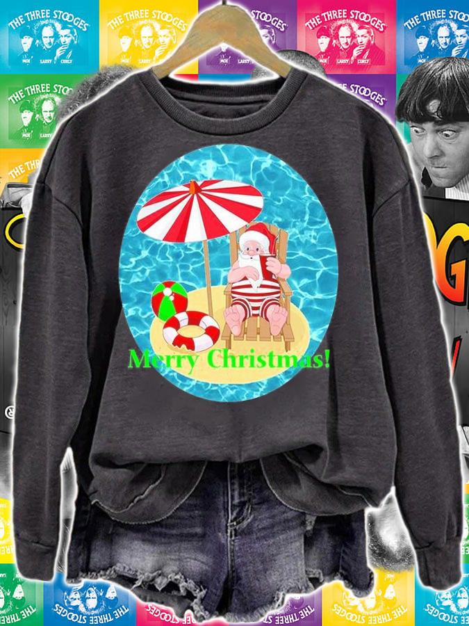 Xmas Beach Santa Claus Merry Christmas T-shirt sweatshirt