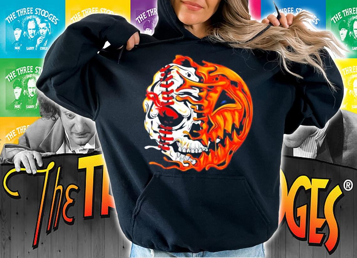 Baseball Player Halloween Pumpkin Skeleton Skull Shirt