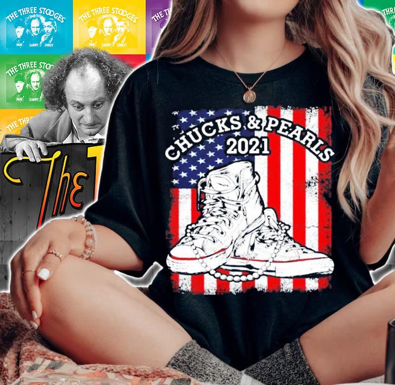 Chucks and pearls Kamala Harris 2021 American Flag shirt woman shirt