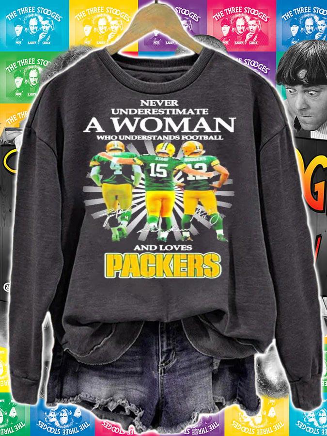 Never understimate who understands football and loves Packers shirt