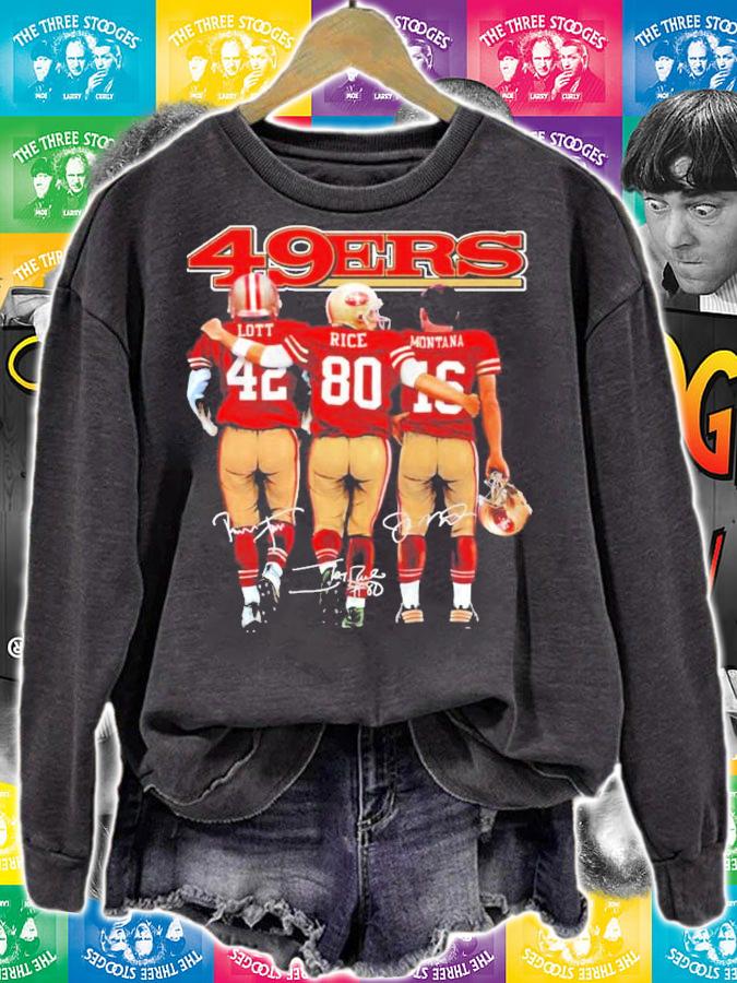 San Francisco 49ERS Lott Rice and Montana signatures shirt sweatshirt