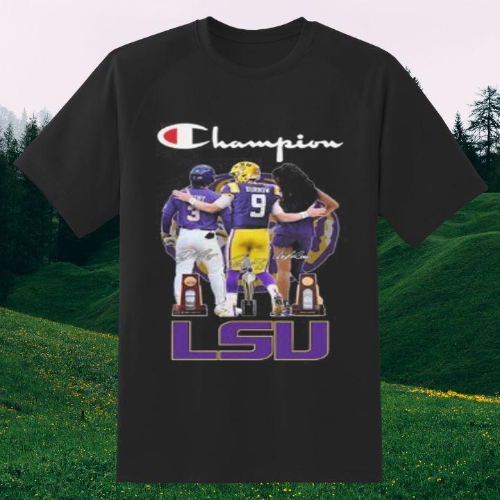 LSU Tigers Sports Teams Champion Logo Signatures T-Shirt For Fans