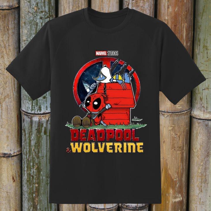 Official Snoopy Charlie Brown Marvel Deadpool And Wolverine Cosplay Together T-Shirt
