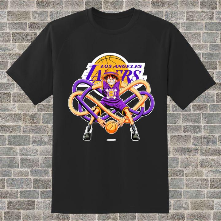 Monkey D. Luffy Los Angeles Lakers One Piece Funny Basketball T-Shirt
