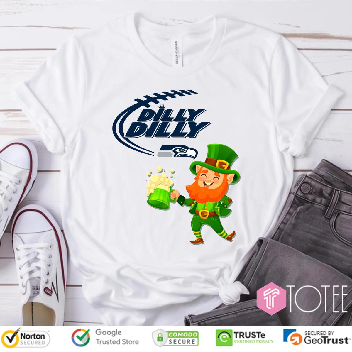 St. Patricks Day Seattle Seahawks Leprechaun Irish Dilly Dilly T-Shirt