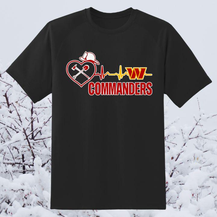 Firefighter Heartbeat Washington Commanders Nurse Stethoscope T-Shirt