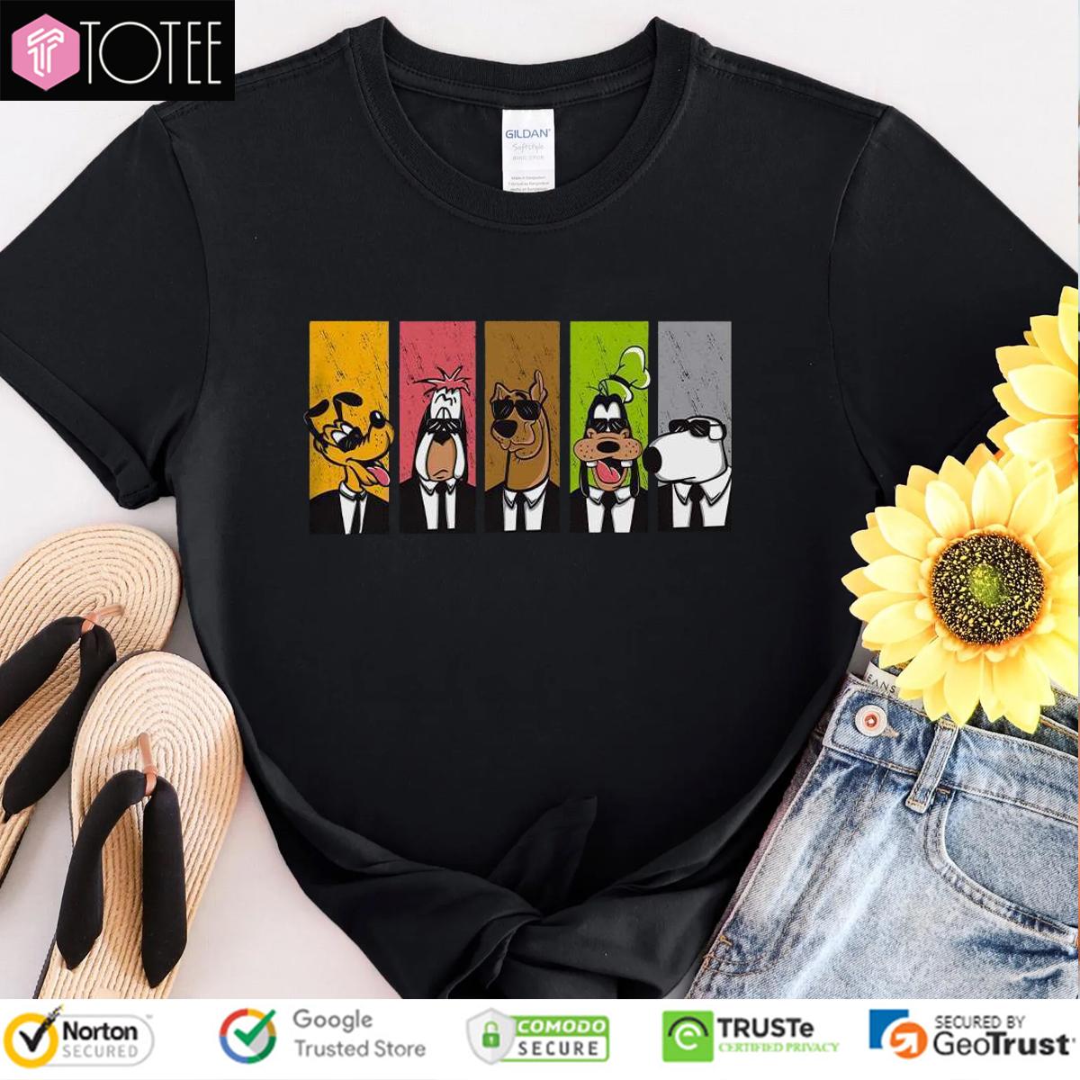 Cartoon Dogs Pluto Scooby Doo Goofy Parody MIB T-Shirt