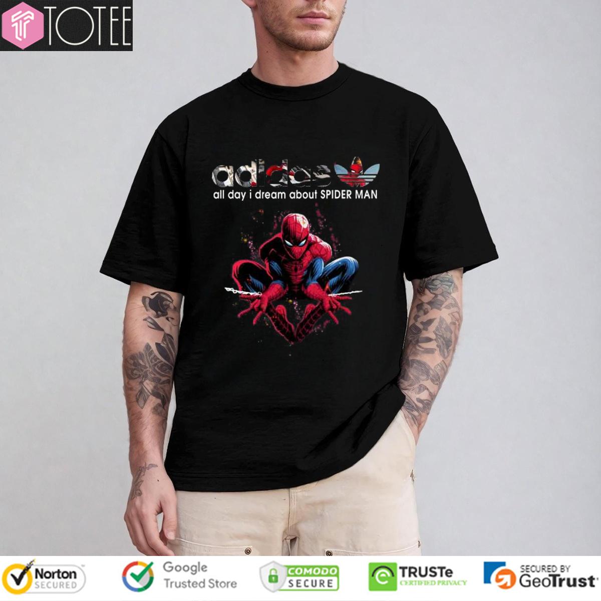All Day I Dream About Spider Man Parody Adidas Logo T-Shirt