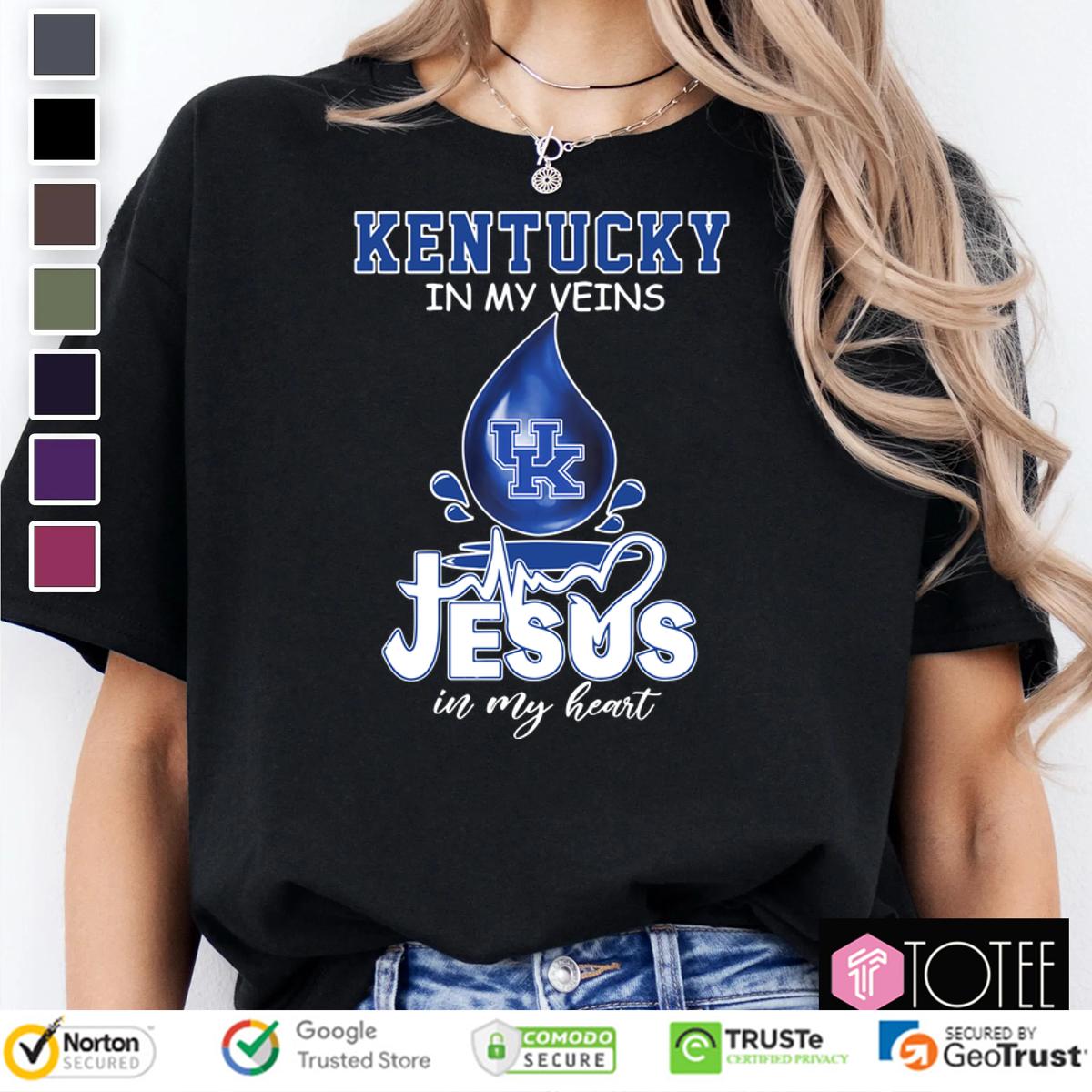 Kentucky Wildcat In My Veins Jesus In My Heart Shirt