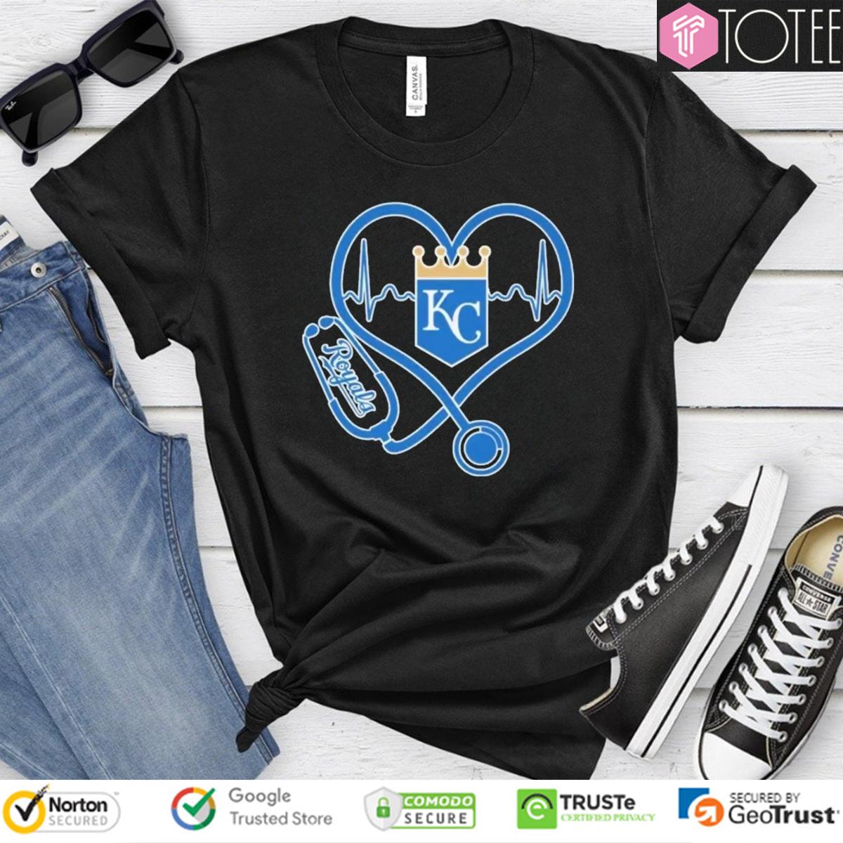 Stethoscope Kansas City Royals Heart Nurse T-Shirt